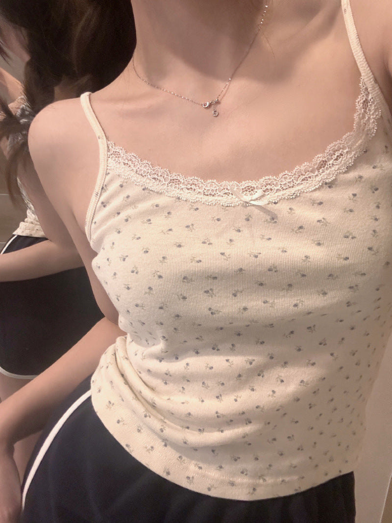Floral Lace Trim Camisole Top for Women | Cute Summer Tank Top Pakistan | Western Wear