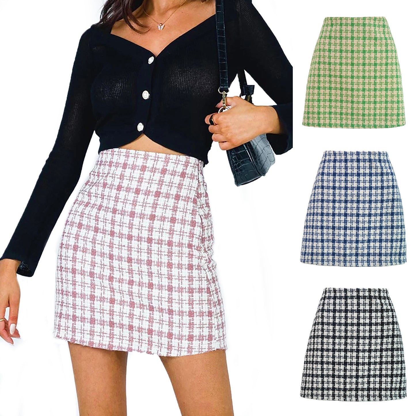 High-Waist Plaid Mini Skirt – Trendy Pleated Skirt for Women | Mode Amore