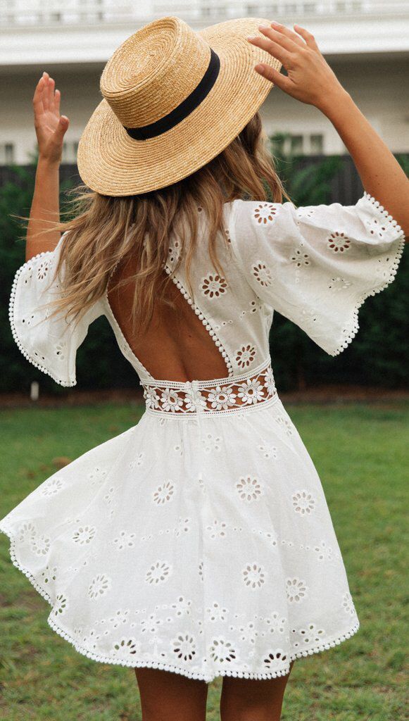 Elegant Boho Mini Skater Dress - Ruffle Short Sleeve Summer Dress - Mode Amore