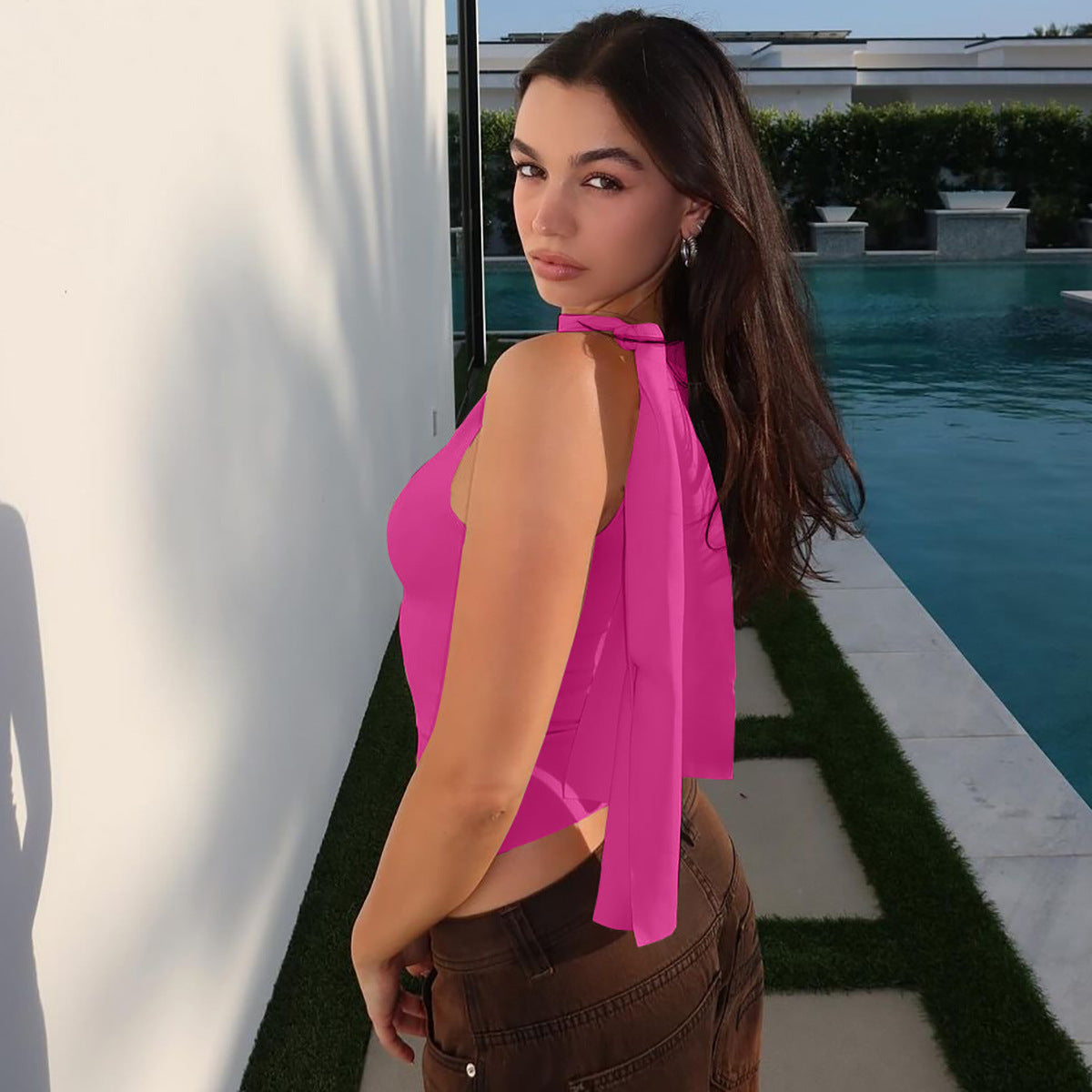 Asymmetric One-Shoulder Knot Top | Western Party Wear Blouse Pakistan