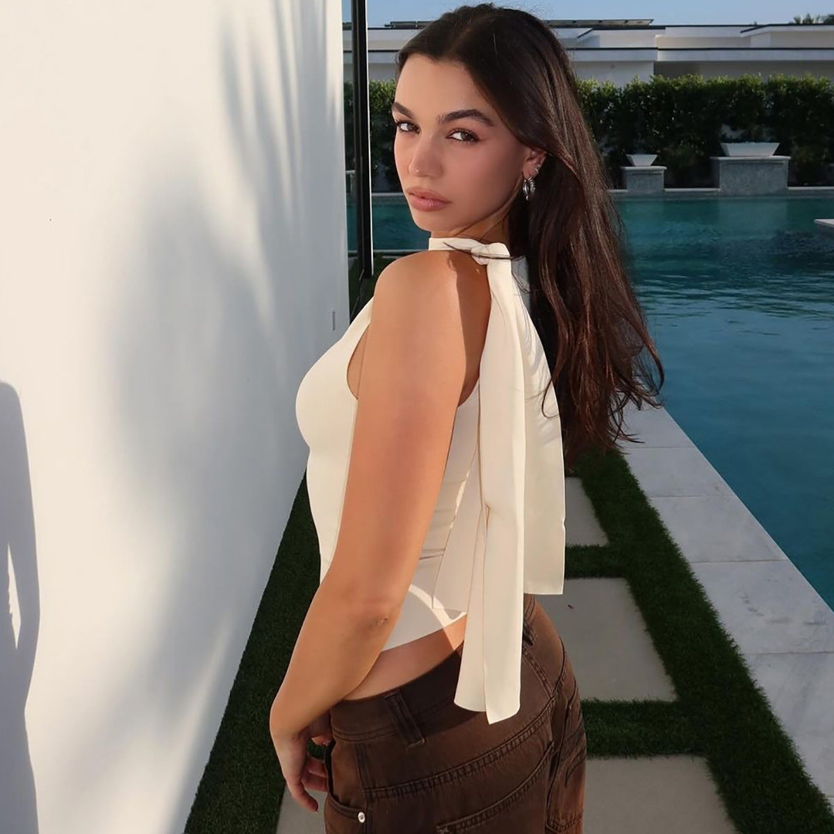 Asymmetric One-Shoulder Knot Top | Western Party Wear Blouse Pakistan