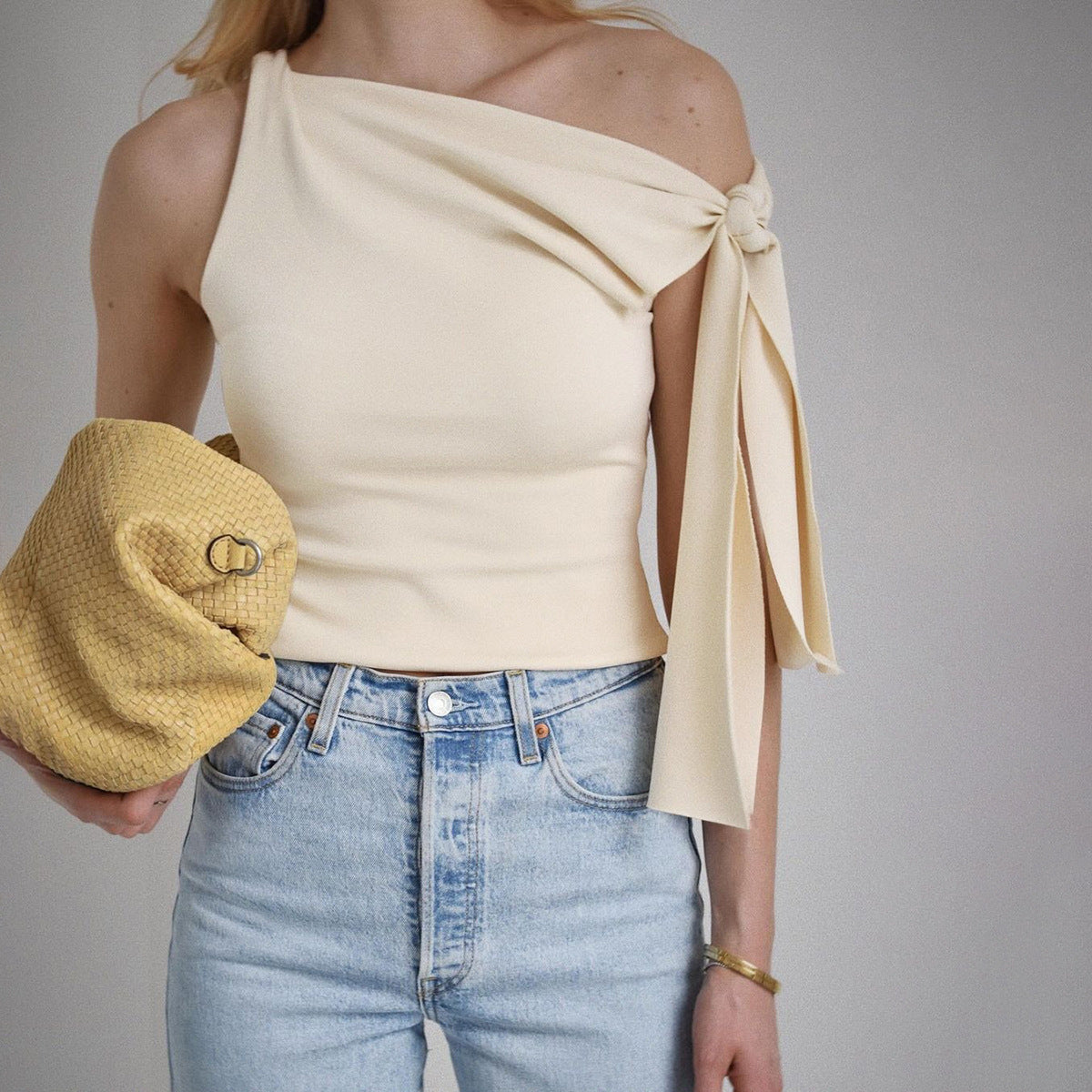 Asymmetric One-Shoulder Knot Top | Western Party Wear Blouse Pakistan