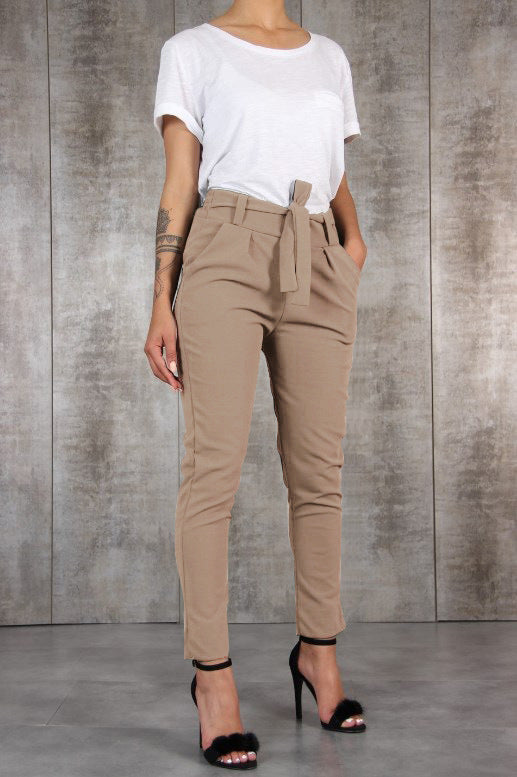 High-Waisted Paper Bag Trousers for Women | Mode Amore Pakistan