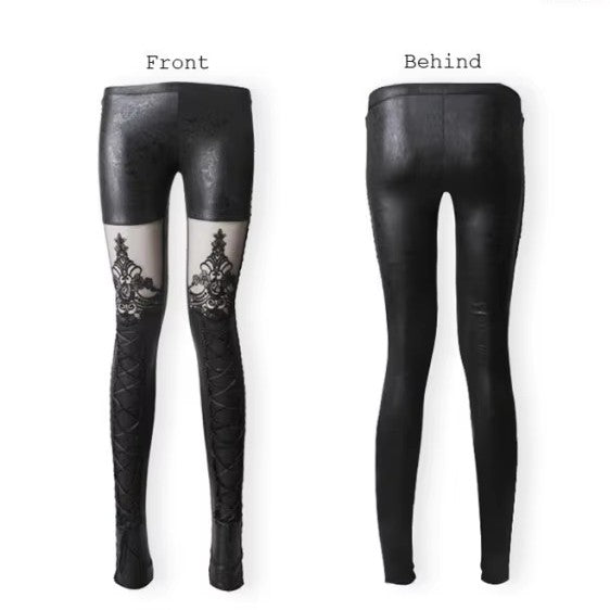 "Midnight Noir" Faux Leather & Lace Corset Leggings