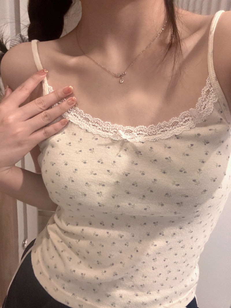 Floral Lace Trim Camisole Top for Women | Cute Summer Tank Top Pakistan | Western Wear