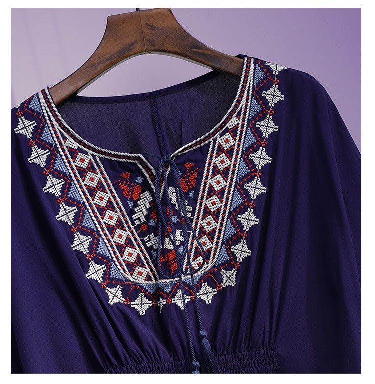 Bohemian Embroidered Smocked Top | Western Wear Blouse Pakistan